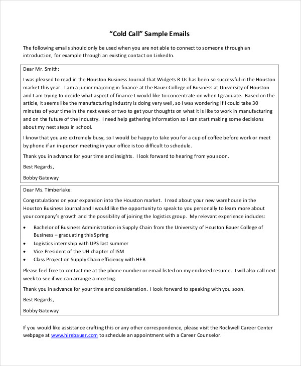 Cold Calling Email Template