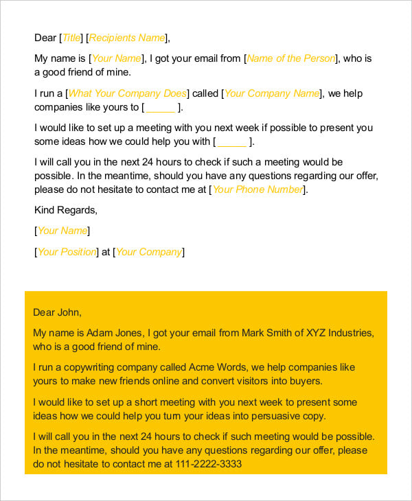 free email cold template download