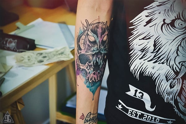 owl watercolor tattoo