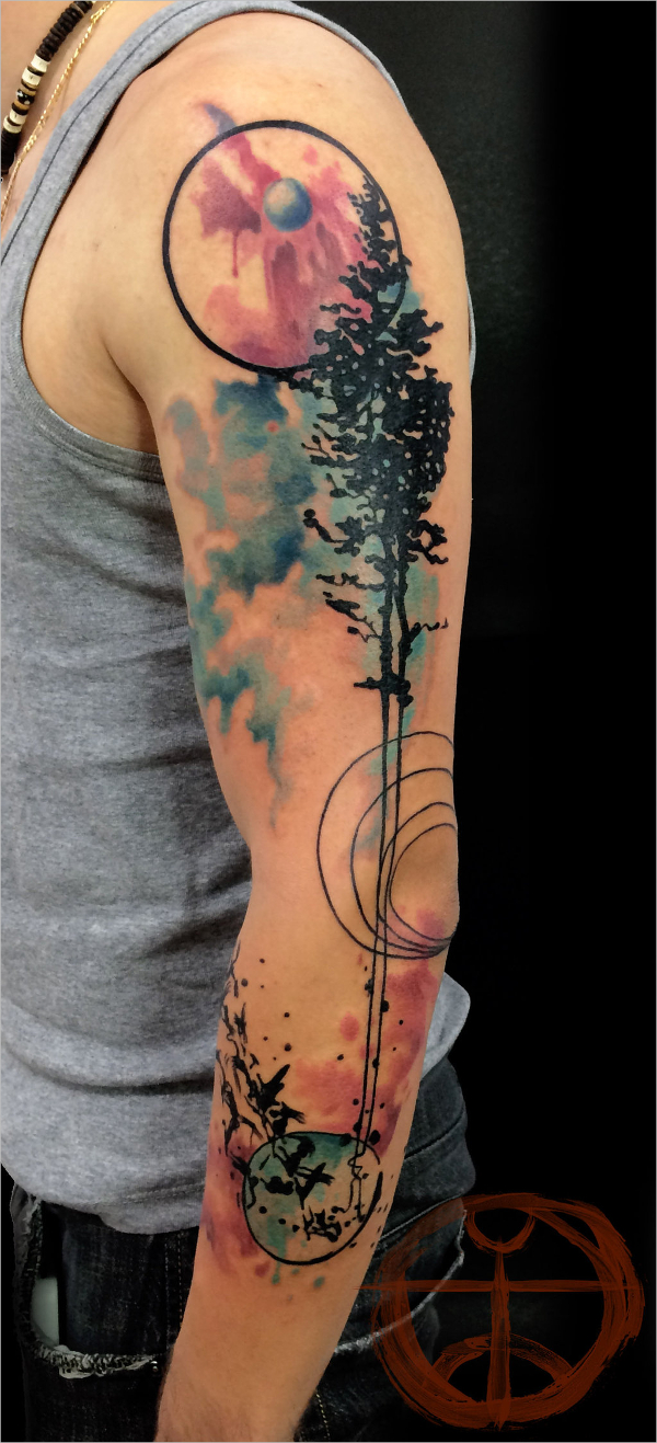 watercolor nature tattoo