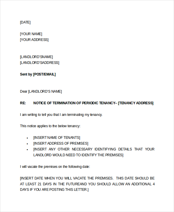 Two Weeks Tenant Notice Letter Example1