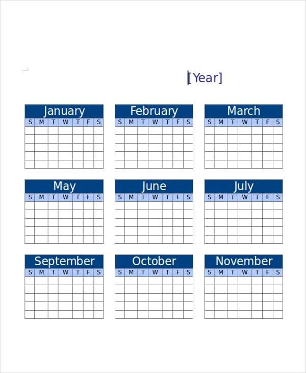 printable blank calendar template