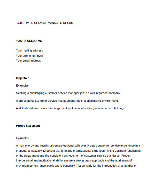 11+ Customer Service Resume Templates PDF, DOC