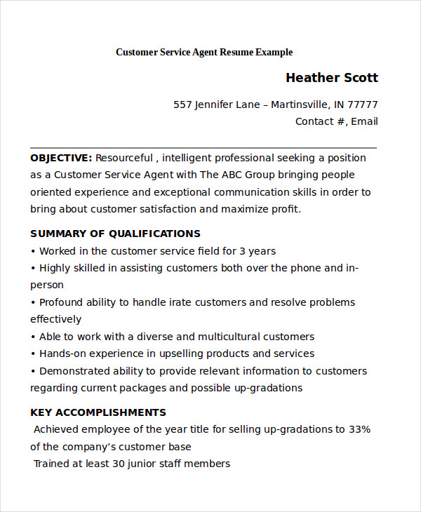 achievements in customer service for resume