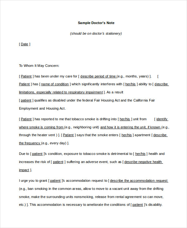 Doctors Note Template 8 Free Word PDF Documents Download