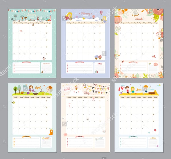 cute printable calendar template