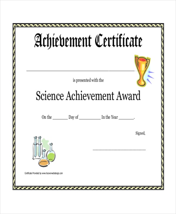 science achievement award certificate example