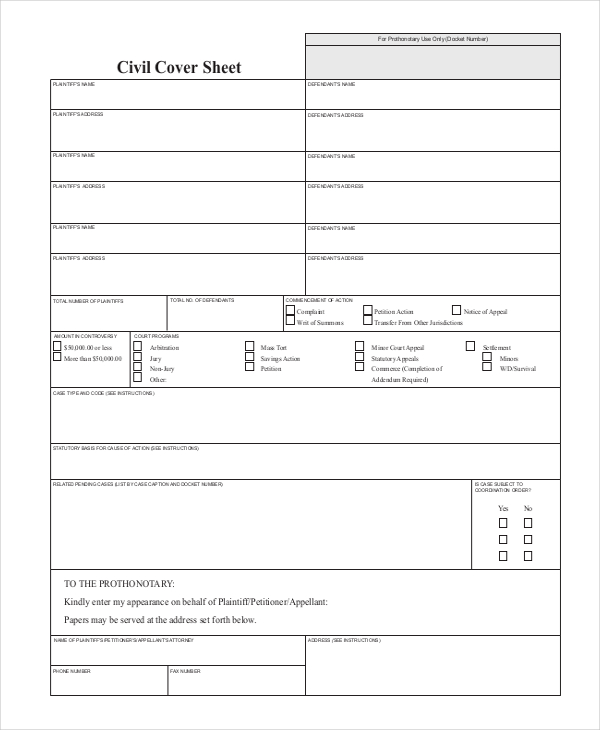 9+ Cover Sheet Examples