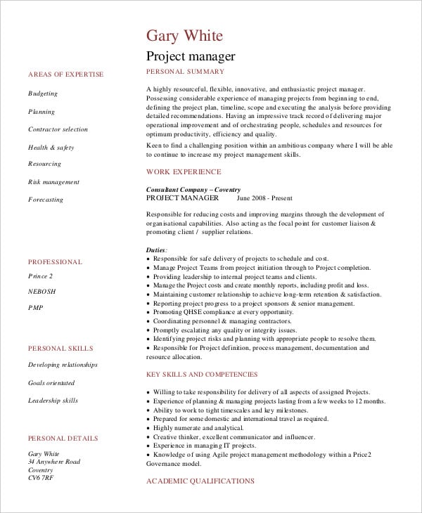 project-manager-cv-template