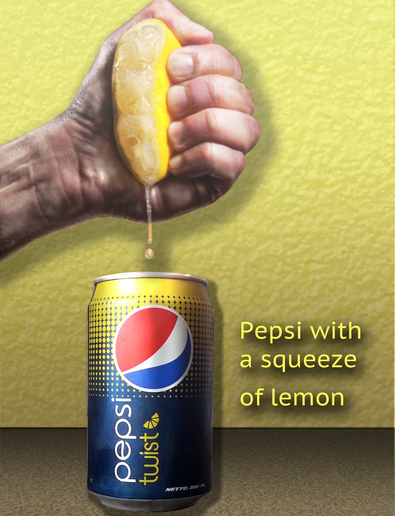 advertising of pepsi with squeez of lemon
