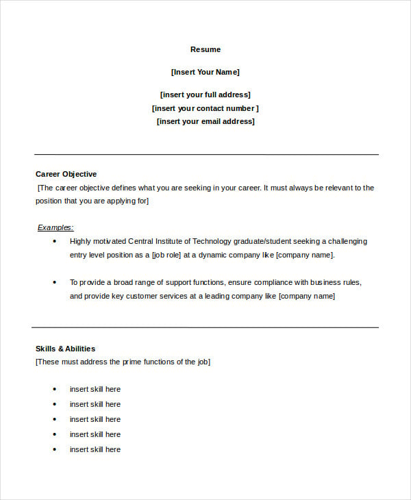 resume writing template