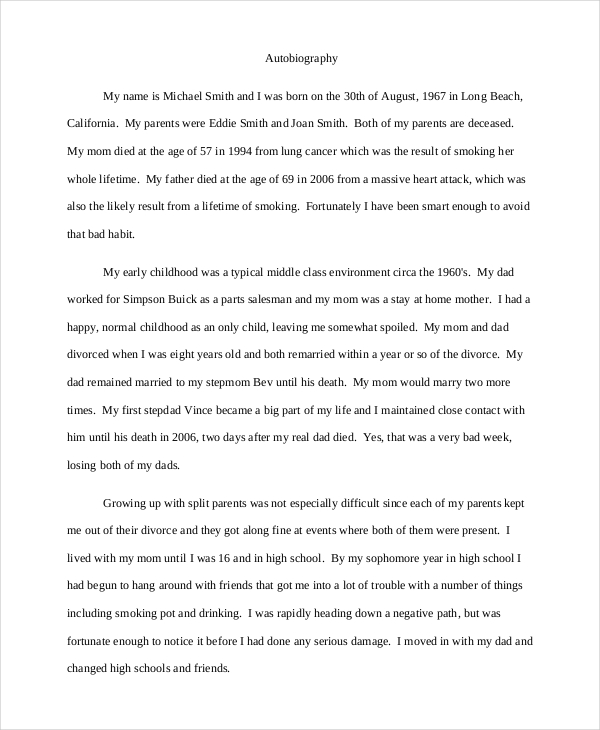 9+ Autobiography Example  Free & Premium Templates