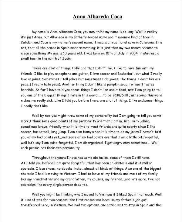 sample memoir essay