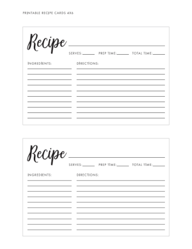 Free Printable Recipe Card Templates [PDF, Word, Excel] Editable