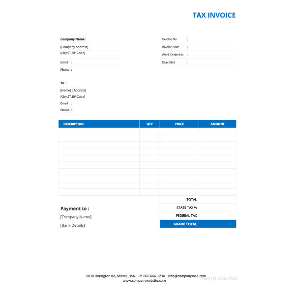 microsoft word tax invoice template