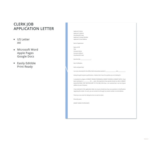 Job Application Letter - 13+ Free PDF, Word Documents Download