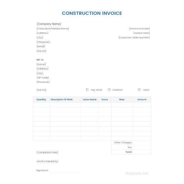 construction invoice template