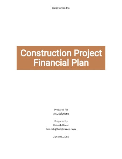 construction project financial plan template