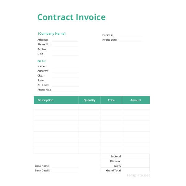 contract invoice template