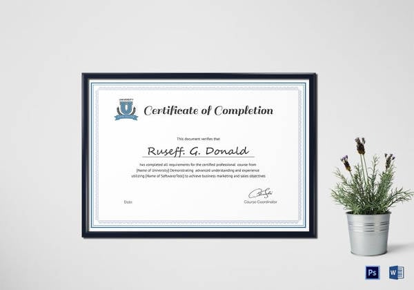 editable course completion certificate template