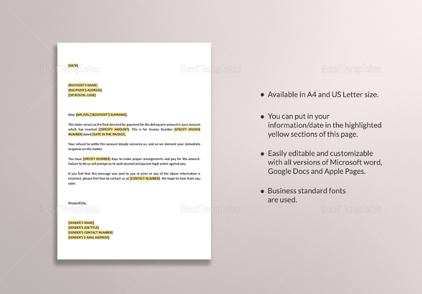 Demand Letter Sample - 14+ PDF, Word Download Documents 