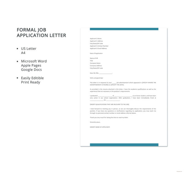 Job Application Letter - 13+ Free PDF, Word Documents Download
