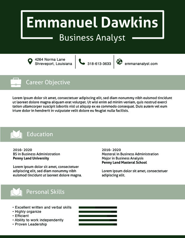 free analyst resume template