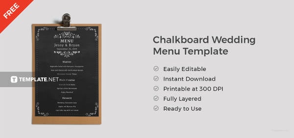 free chalkboard wedding menu template