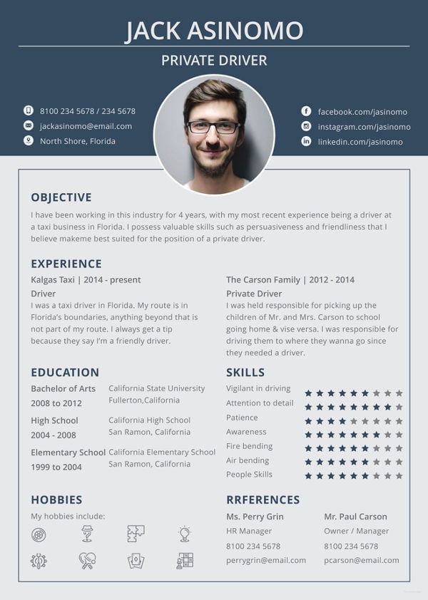 free driver resume template