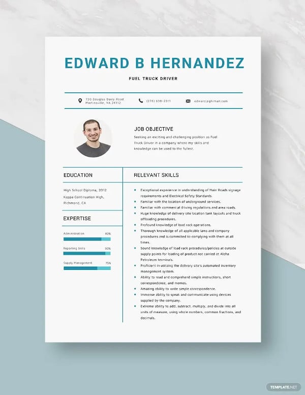 free fuel truck driver resume template