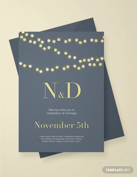free string lights wedding invitation template