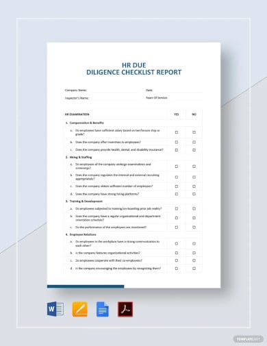 hr due diligence checklist template