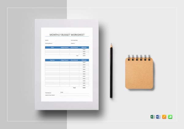 monthly budget worksheet templates