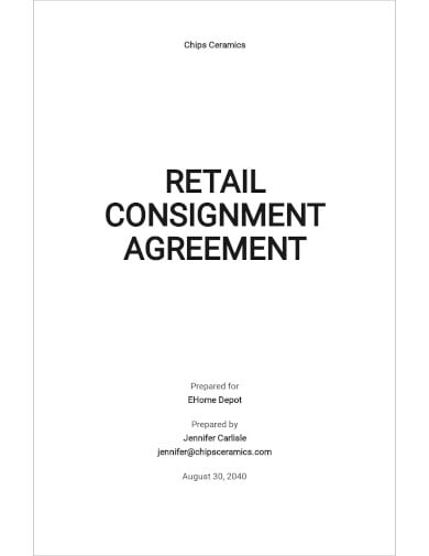 retail consignment agreement template