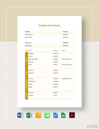 sample monthly budget worksheet template