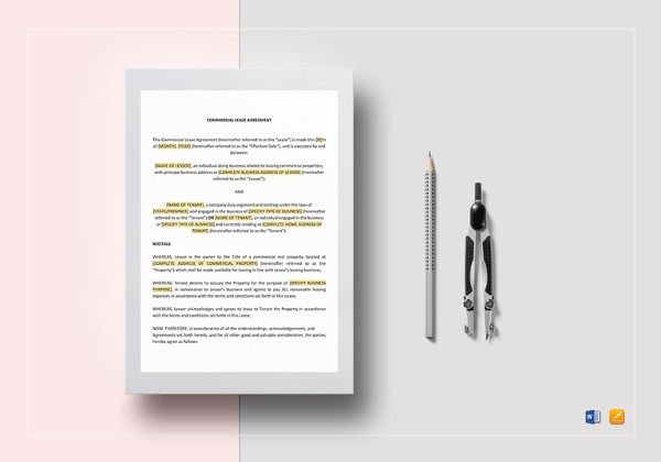 simple commercial lease agreement template in word