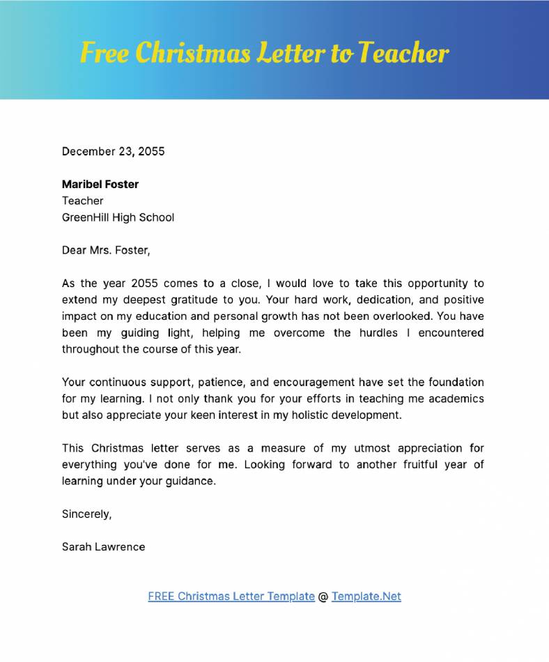 christmas letter to teacher 788x950