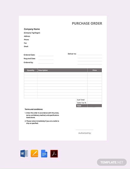 free simple purchase order