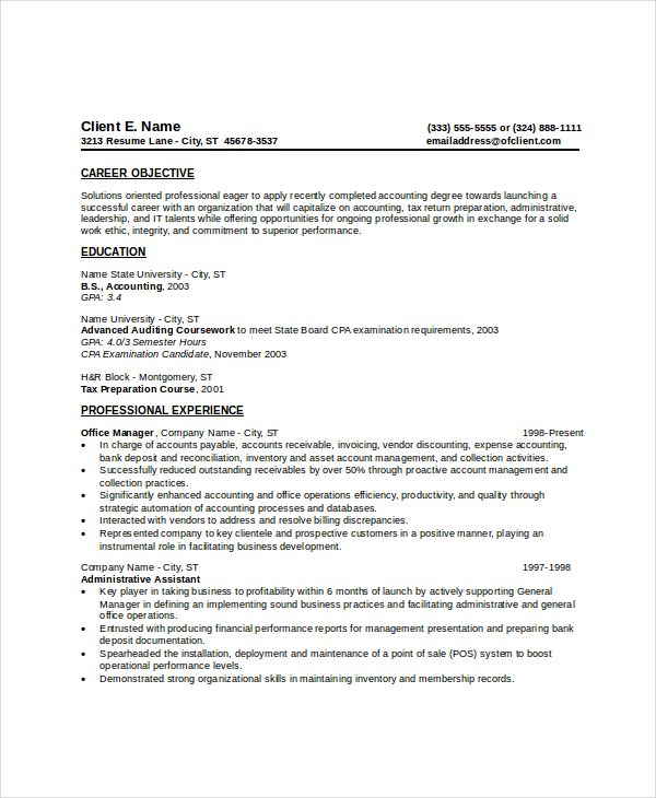 Entry level it resume examples