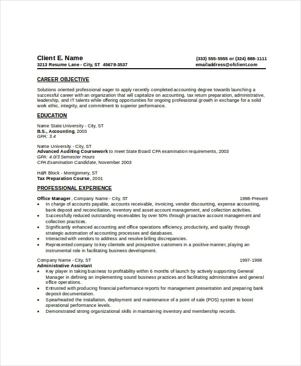 resume objective for entry level office position