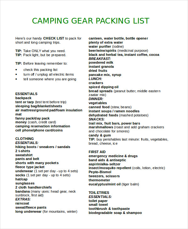 Packing List Template - 14+ Free Word, PDF Documents Download