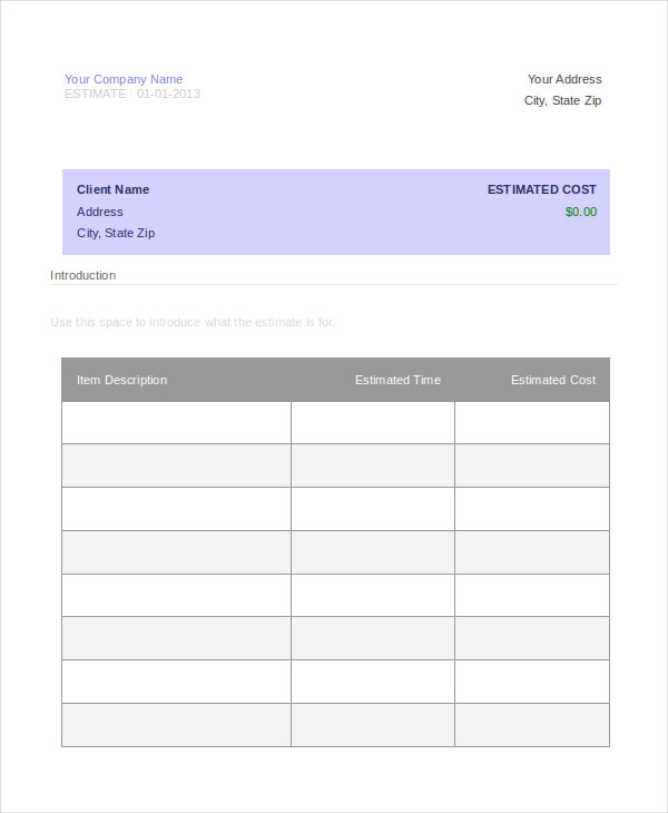 Formal Estimate Template from images.template.net