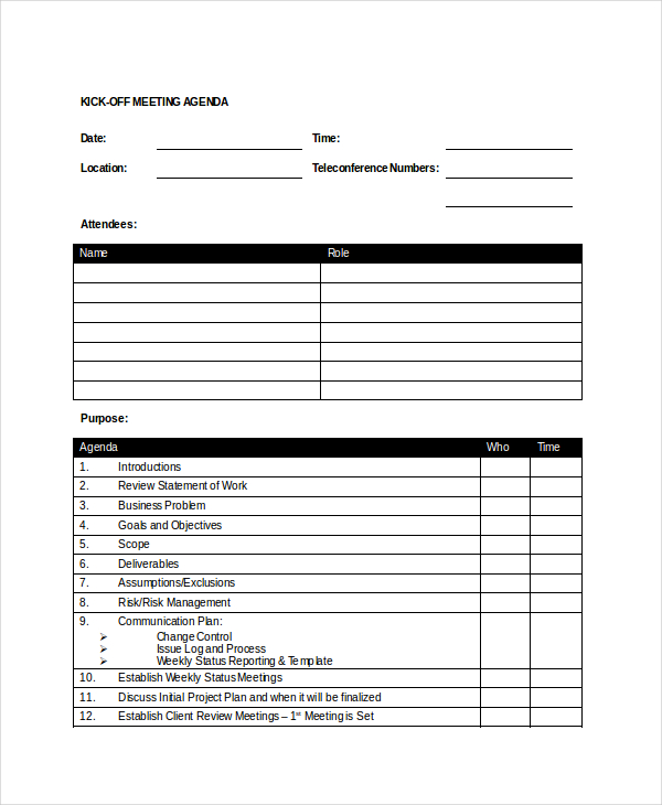 Kick Off Meeting Template