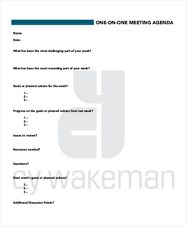 One On One Meeting Agenda Template