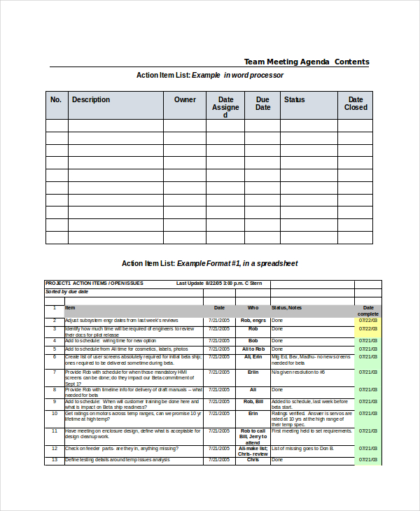 team meeting agenda template