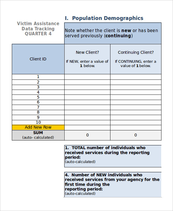 subgrantee data tracking template