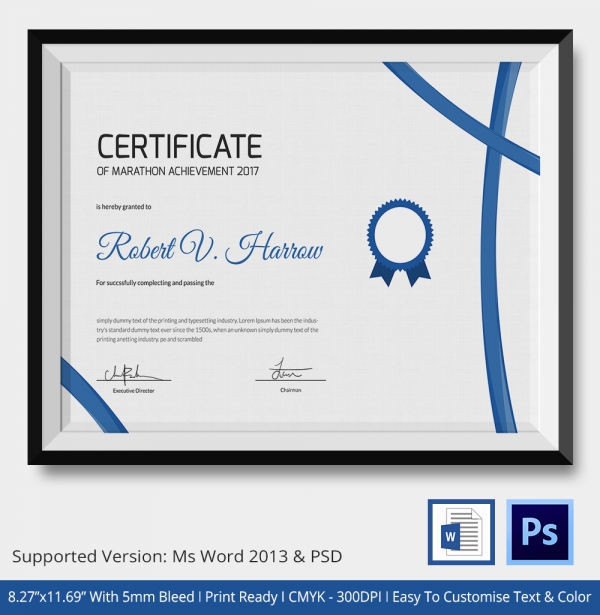 Marathon Certificate 5 Word PSD Format Download Free Premium 
