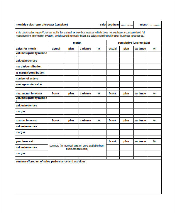 Sales Report Template 17+ Free Excel, Word, PDF Document Download