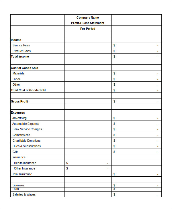 Profit & Loss Statement - 9+ Free Word, Pdf, Excel Format