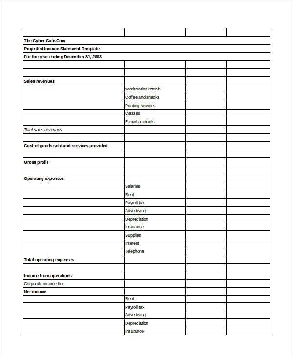 single step income statement template word download